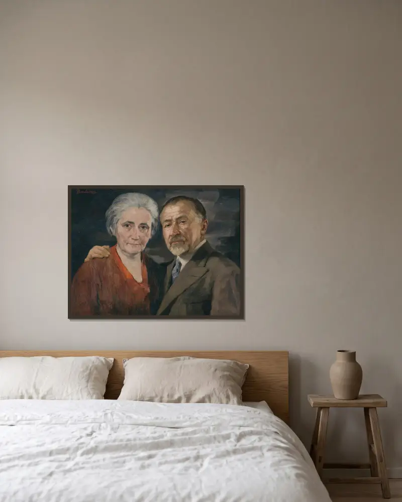 Artysta z żoną, Jozef Hanula w ramie na ścianie