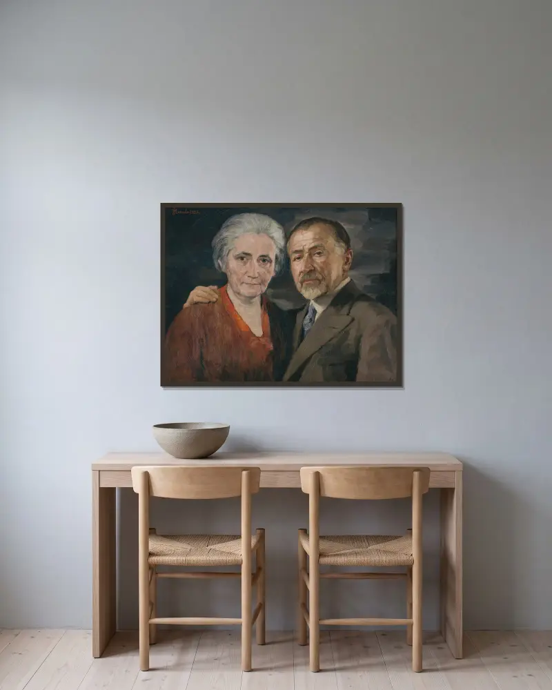 Artysta z żoną, Jozef Hanula w ramie na ścianie
