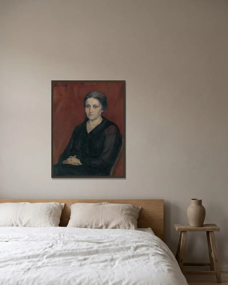 The artist’s wife av Jozef Hanula inramad på en vägg