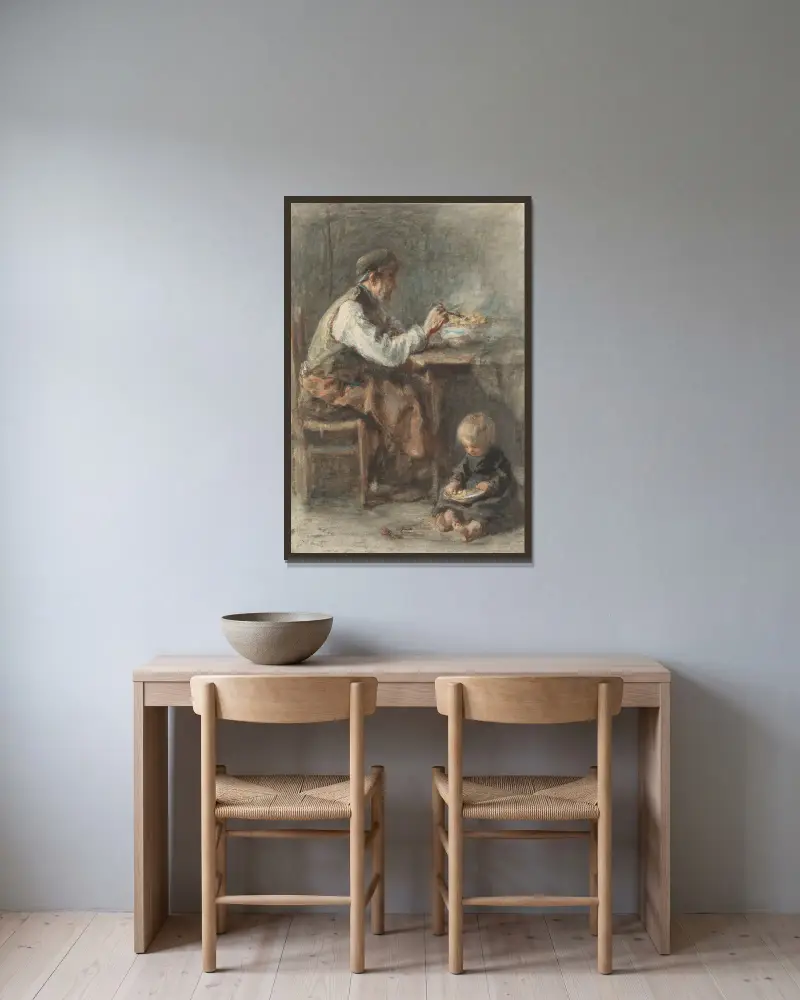 Der Schuhmacher von Jozef Israëls gerahmt an einer Wand