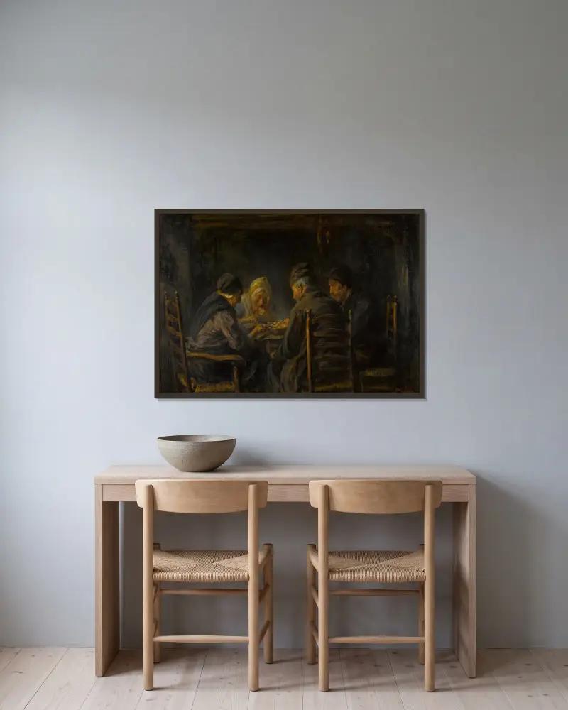 Potato eaters av Jozef Israëls inramad på en vägg