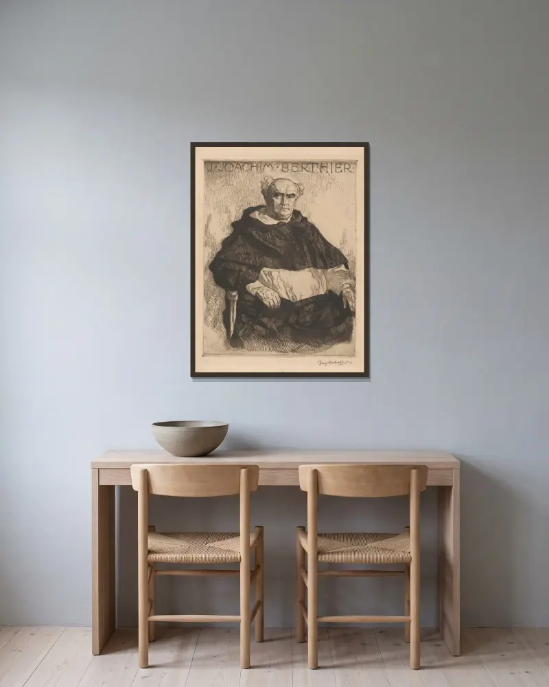 Porträtt av J. Joachim Berthiers far (I) av Józef Mehoffer inramad på en vägg