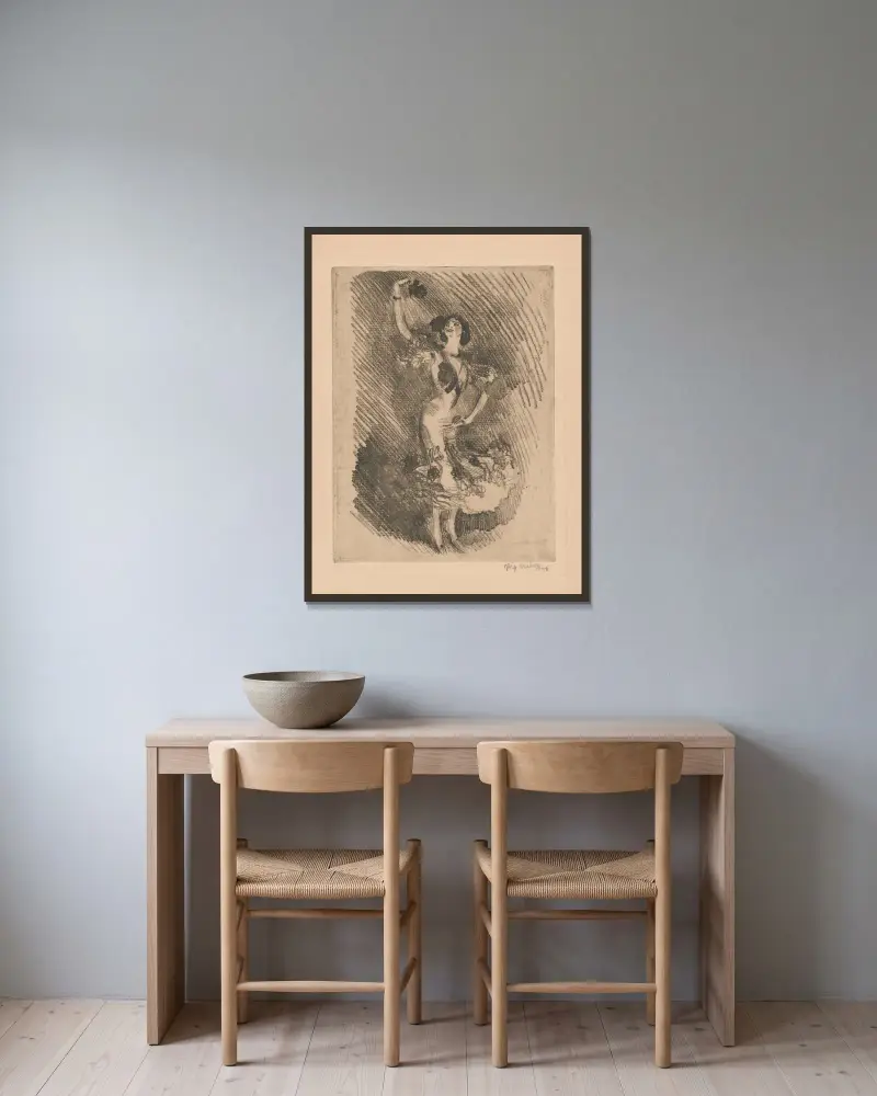 Raises a rose av Józef Mehoffer inramad på en vägg