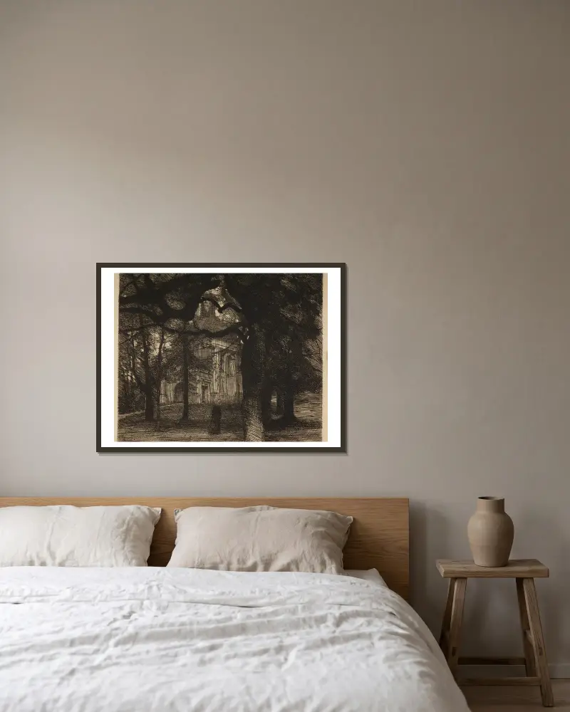 Kapelle im Park von Józef Pankiewicz gerahmt an einer Wand