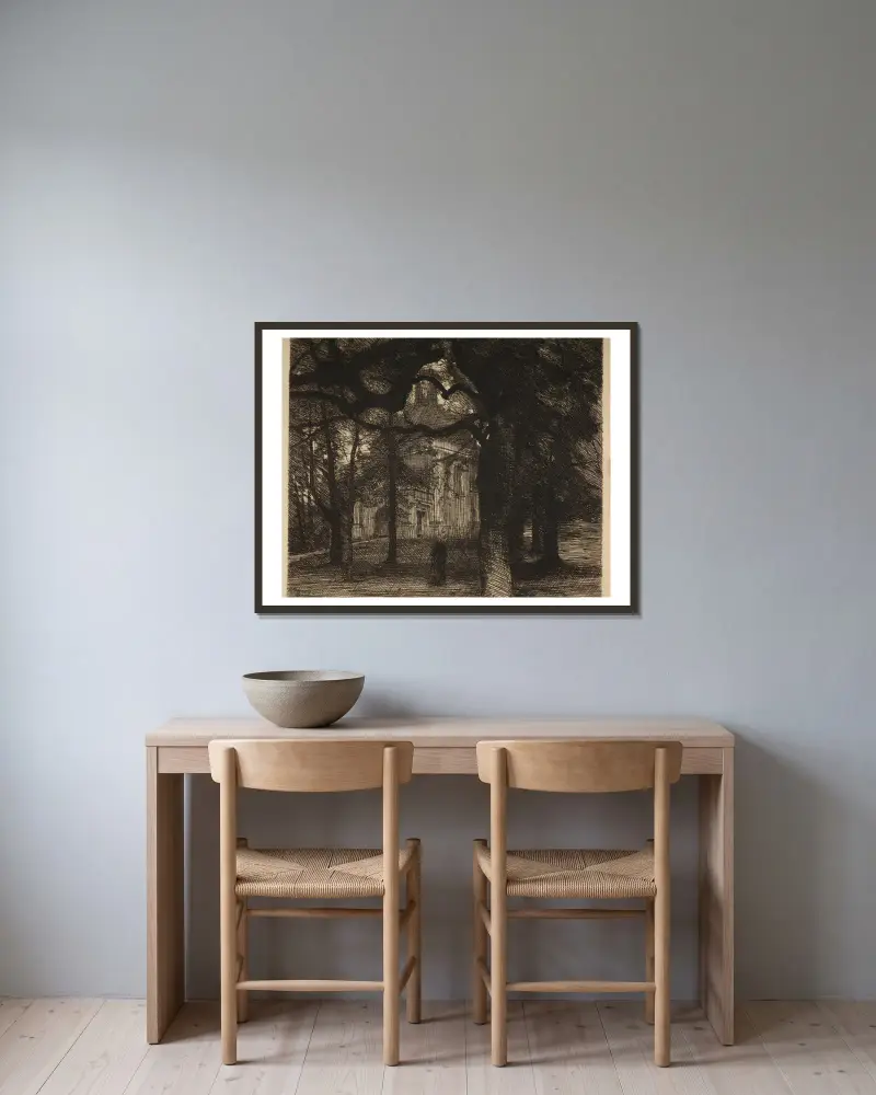 Kapelle im Park von Józef Pankiewicz gerahmt an einer Wand