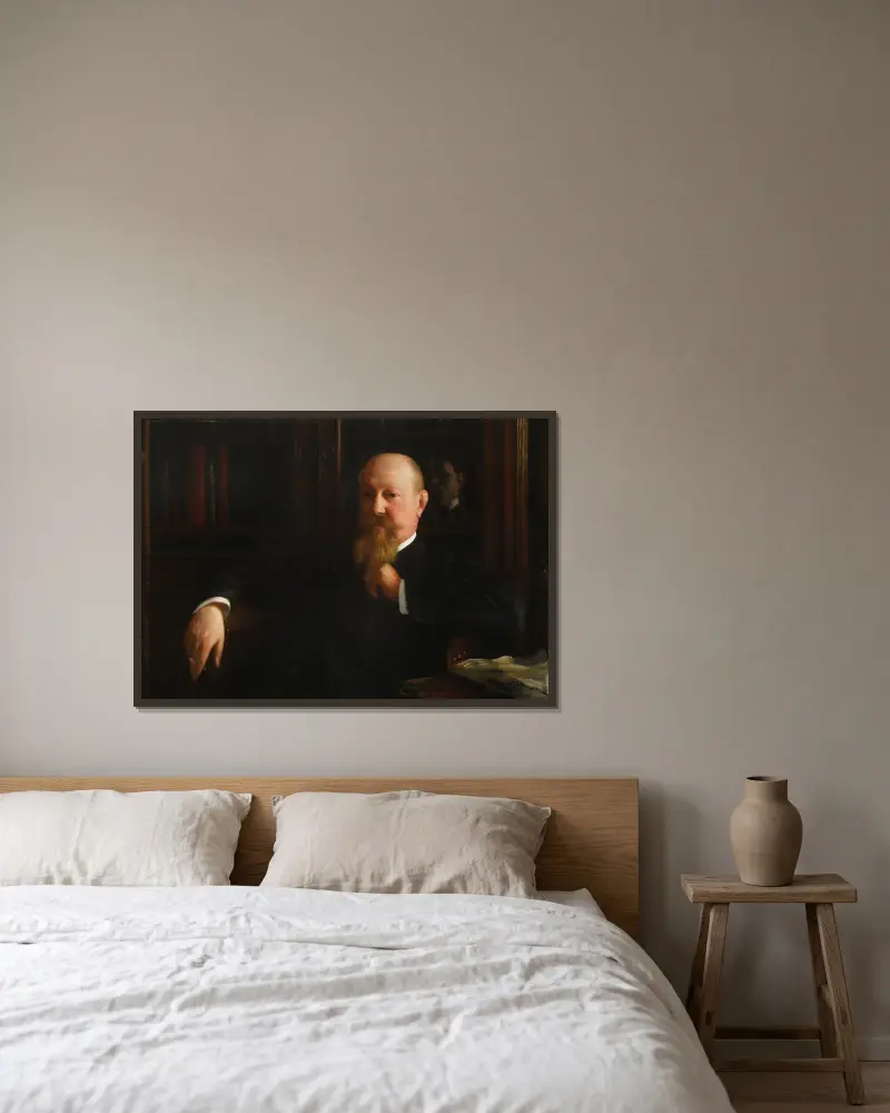 Porträt von Adam Maksymilian Oderfeld von Józef Pankiewicz gerahmt an einer Wand