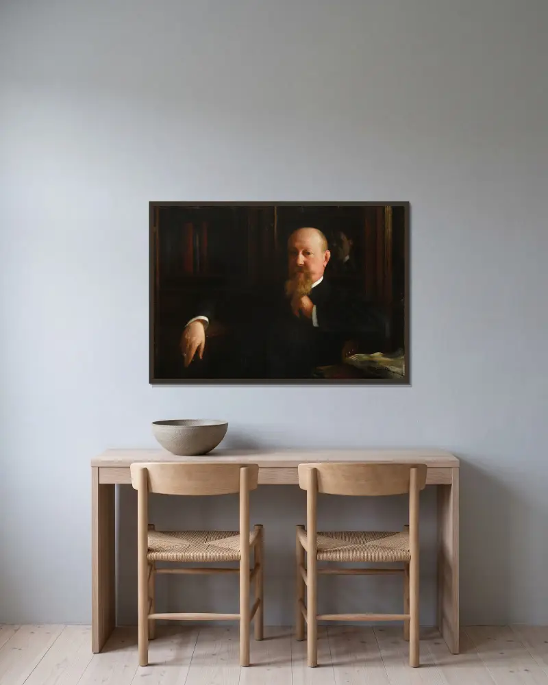 Porträt von Adam Maksymilian Oderfeld von Józef Pankiewicz gerahmt an einer Wand