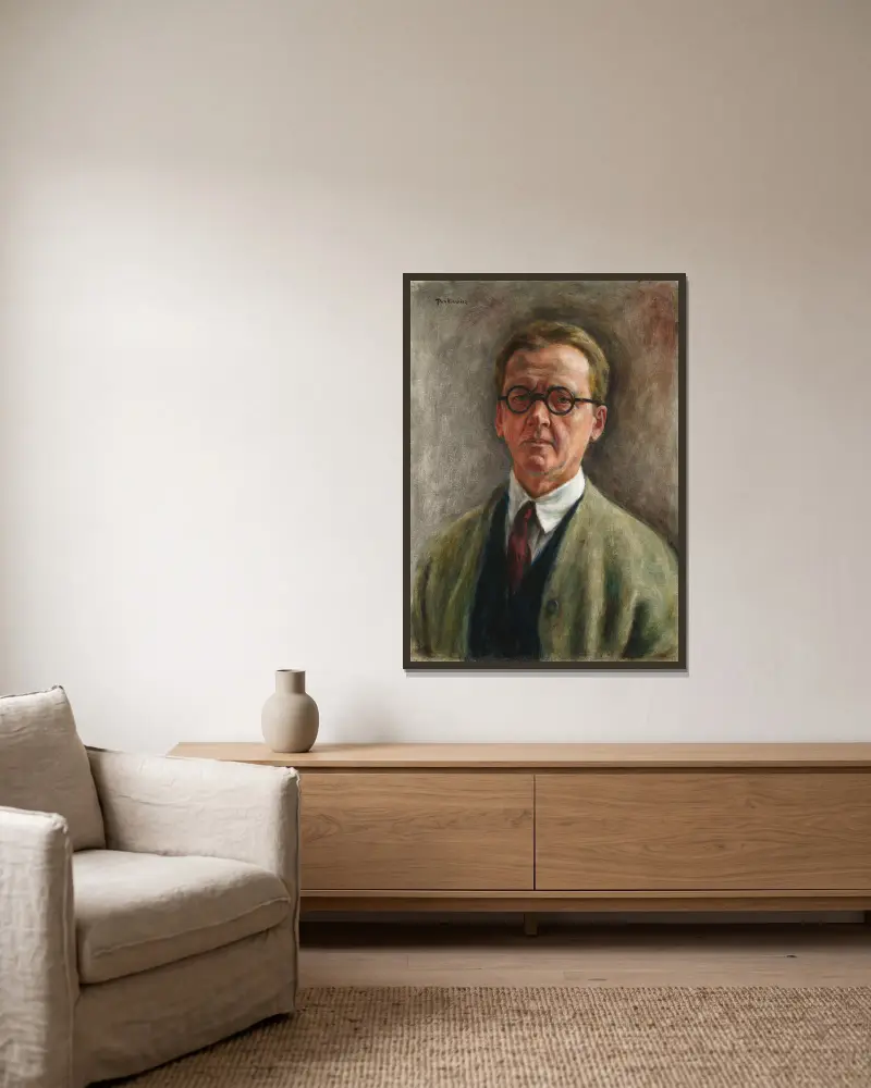 Autoportret, Józef Pankiewicz w ramie na ścianie