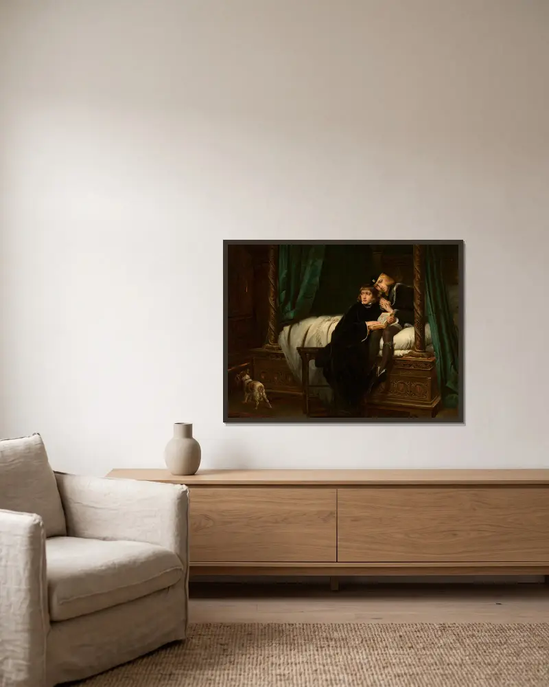 Kung Edvards barn (kopia, efter Paul Delaroche) av Józef Simmler inramad på en vägg