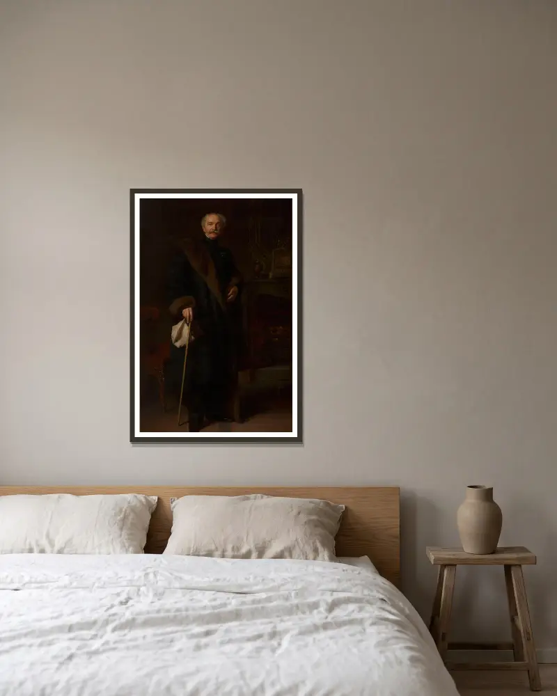 Portret pułkownika Konstantego Fiszera, Józef Simmler w ramie na ścianie