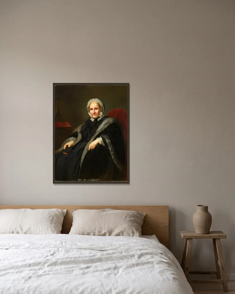 Porträtt av grevinnan Róża Sobańska av Józef Simmler inramad på en vägg