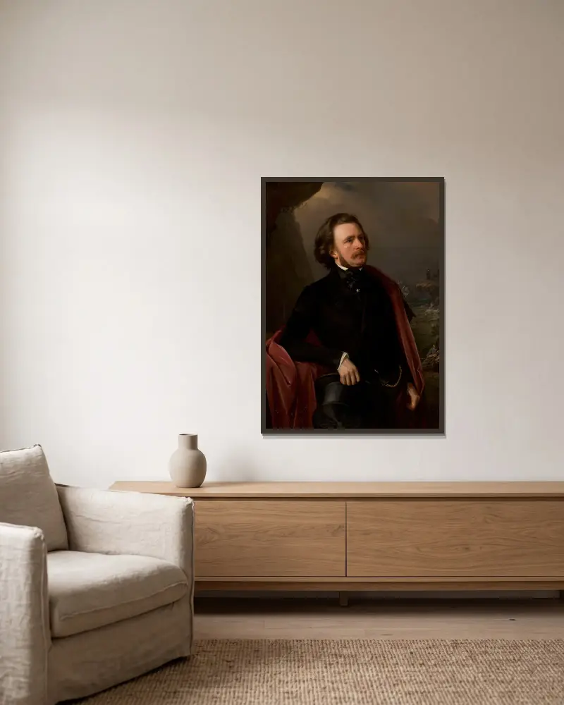 Porträt des Doktors Teodor Teutold-Tripplin, Reisender von Józef Simmler gerahmt an einer Wand