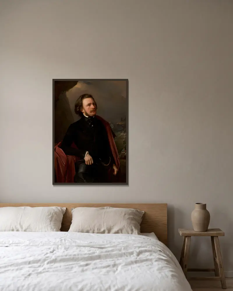 Porträt des Doktors Teodor Teutold-Tripplin, Reisender von Józef Simmler gerahmt an einer Wand
