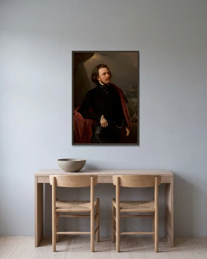 Porträt des Doktors Teodor Teutold-Tripplin, Reisender von Józef Simmler gerahmt an einer Wand