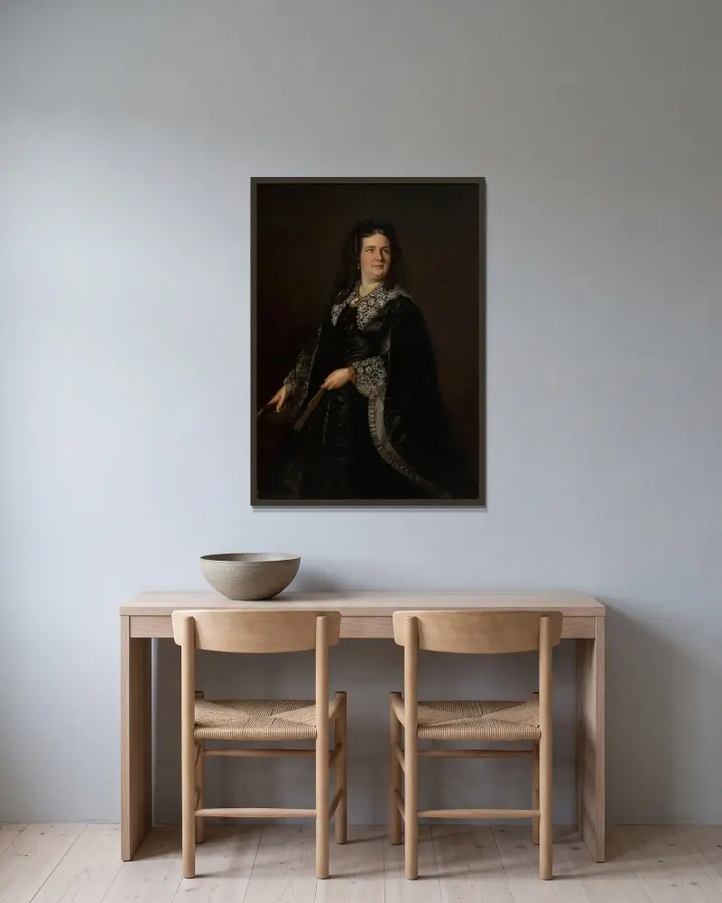 Portret Emilii Reszke, Józef Simmler w ramie na ścianie