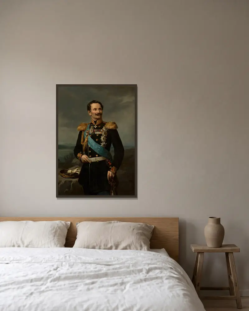 Porträt von Friedrich Berg von Józef Simmler gerahmt an einer Wand