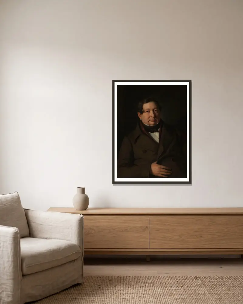 Porträt von Jakub Simmler, dem Vater des Künstlers von Józef Simmler gerahmt an einer Wand