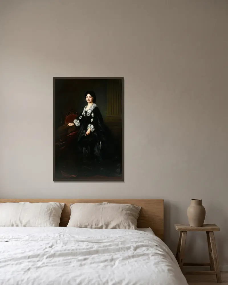 Porträtt av Julia Bock av Józef Simmler inramad på en vägg