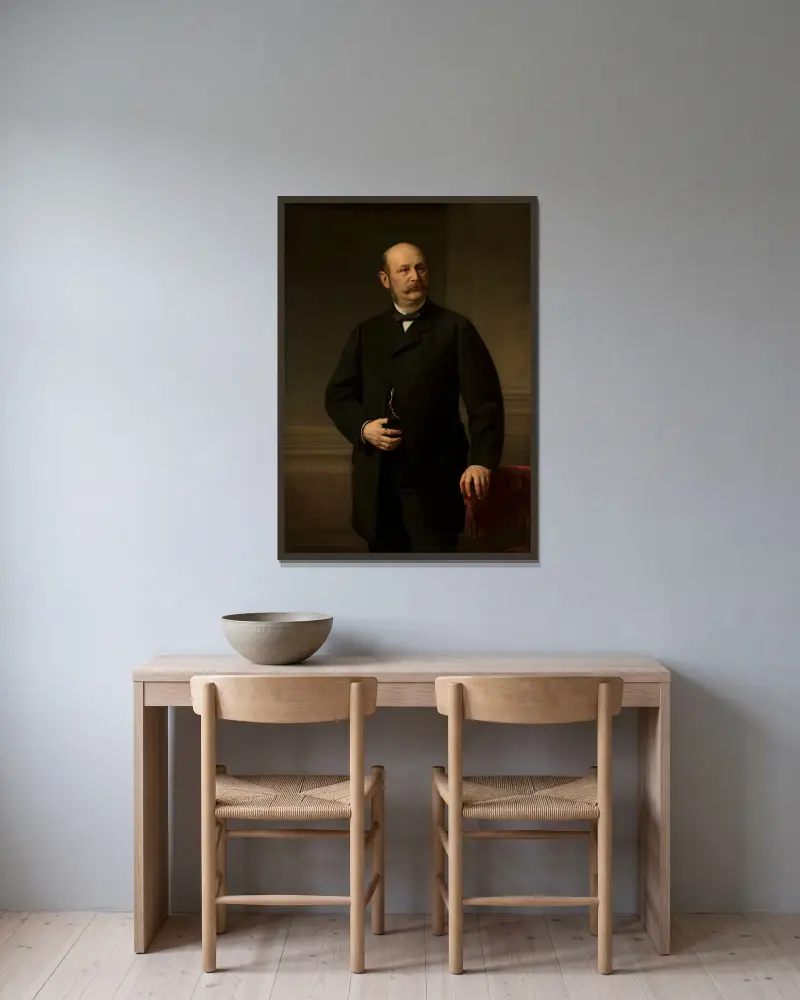 Porträtt av Maurycy Brauman av Józef Simmler inramad på en vägg