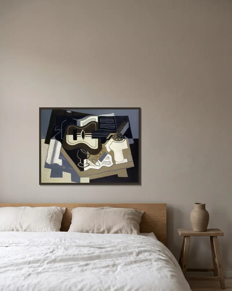 Kytara a klarinet, Juan Gris v rámu na stěně