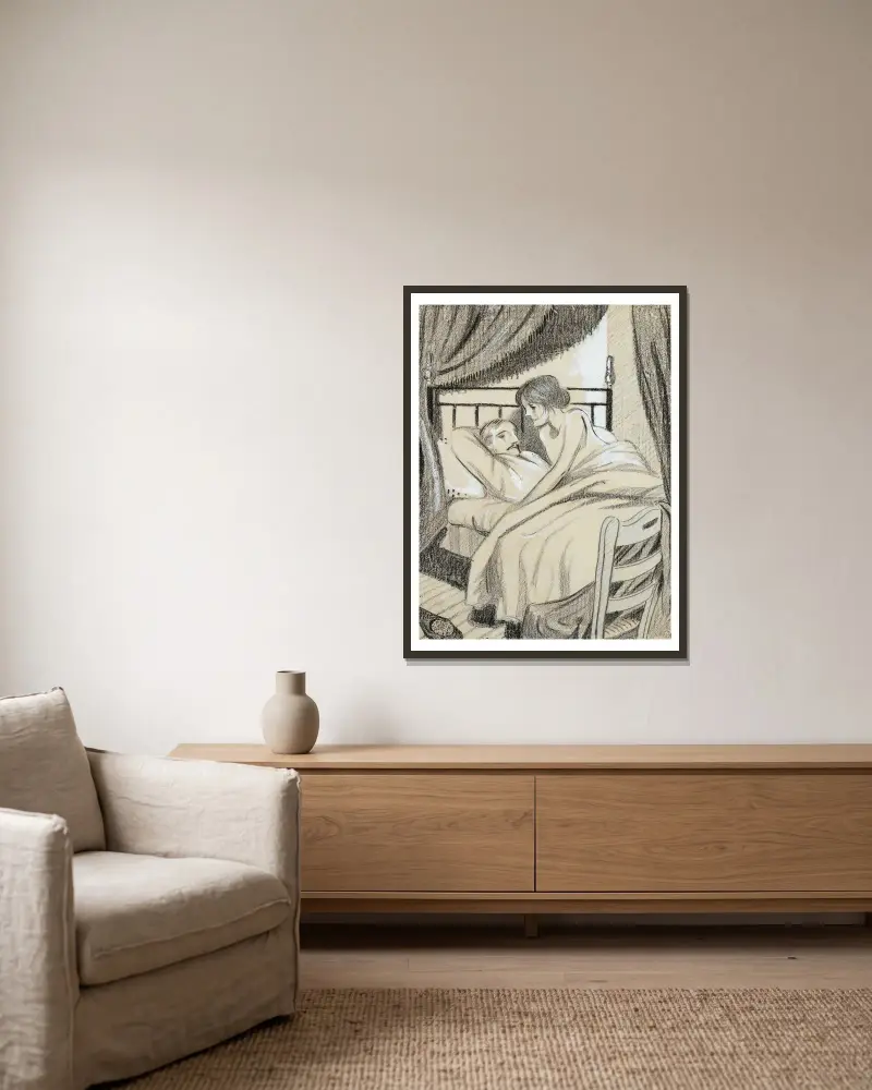 Ostatnia noc, Juan Gris w ramie na ścianie