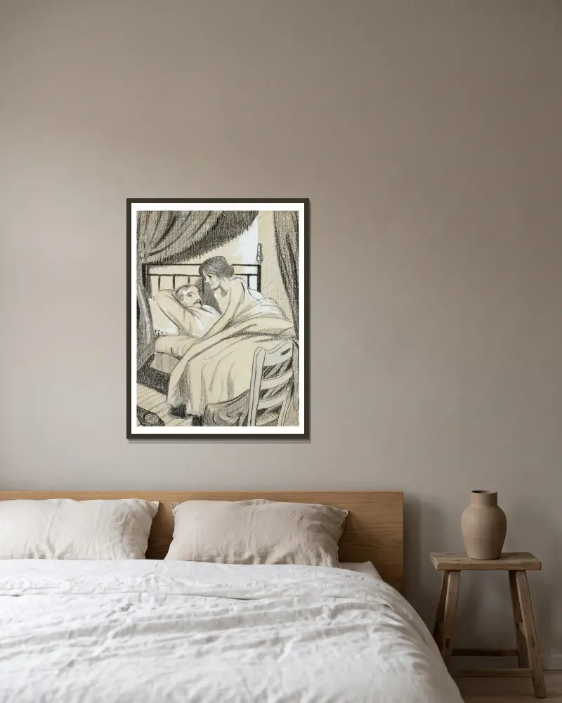 Ostatnia noc, Juan Gris w ramie na ścianie