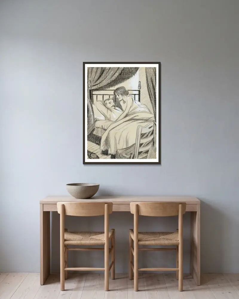 Ostatnia noc, Juan Gris w ramie na ścianie