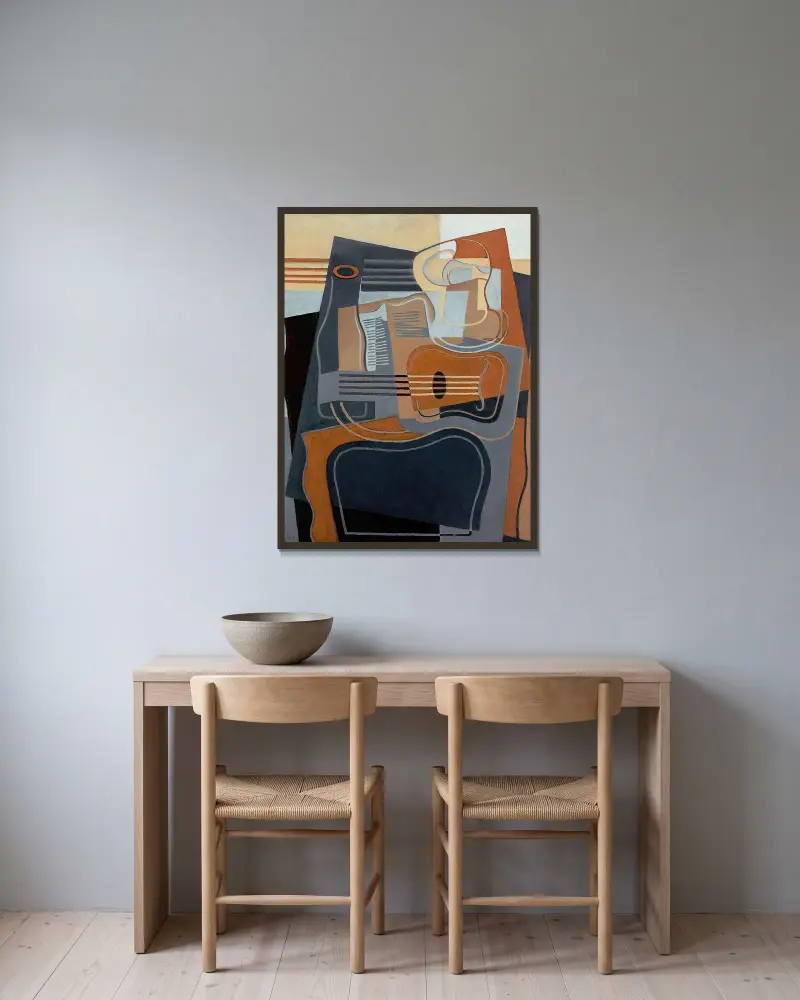 Le guéridon av Juan Gris inramad på en vägg