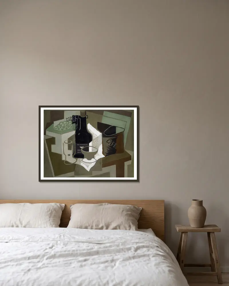 Kaffepåsen av Juan Gris inramad på en vägg
