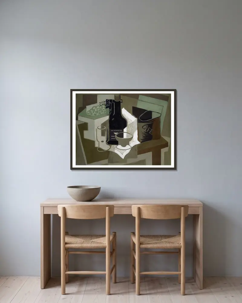 Kaffepåsen av Juan Gris inramad på en vägg