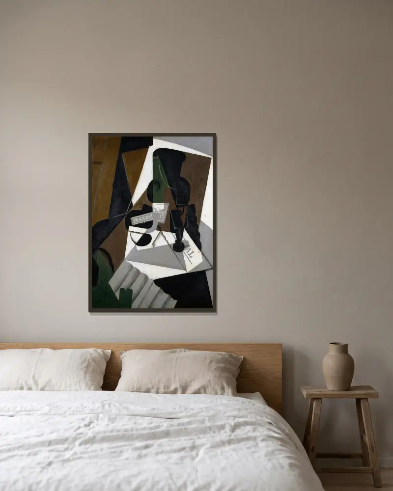 Der Topf mit Erdbeermarmelade von Juan Gris gerahmt an einer Wand