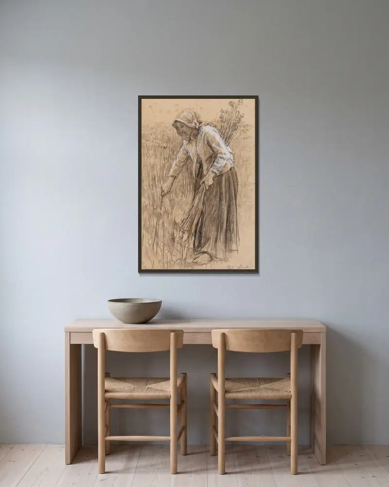 Zbieraczka goździków, Jules Breton w ramie na ścianie