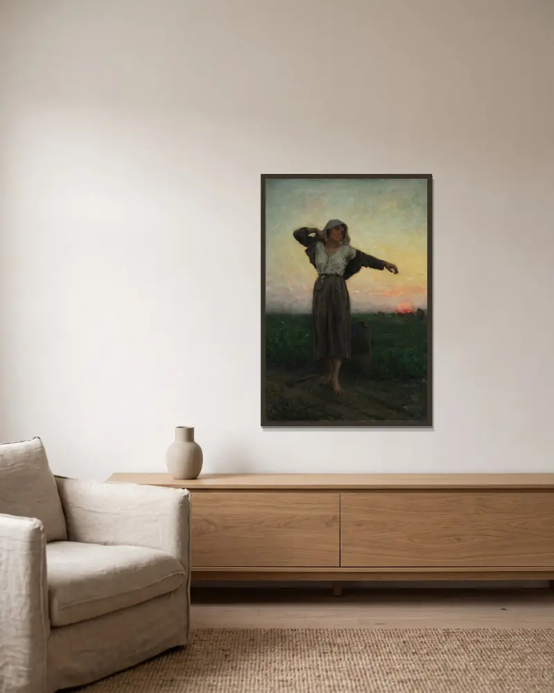 Unavená paběrkovatelka, Jules Breton v rámu na stěně