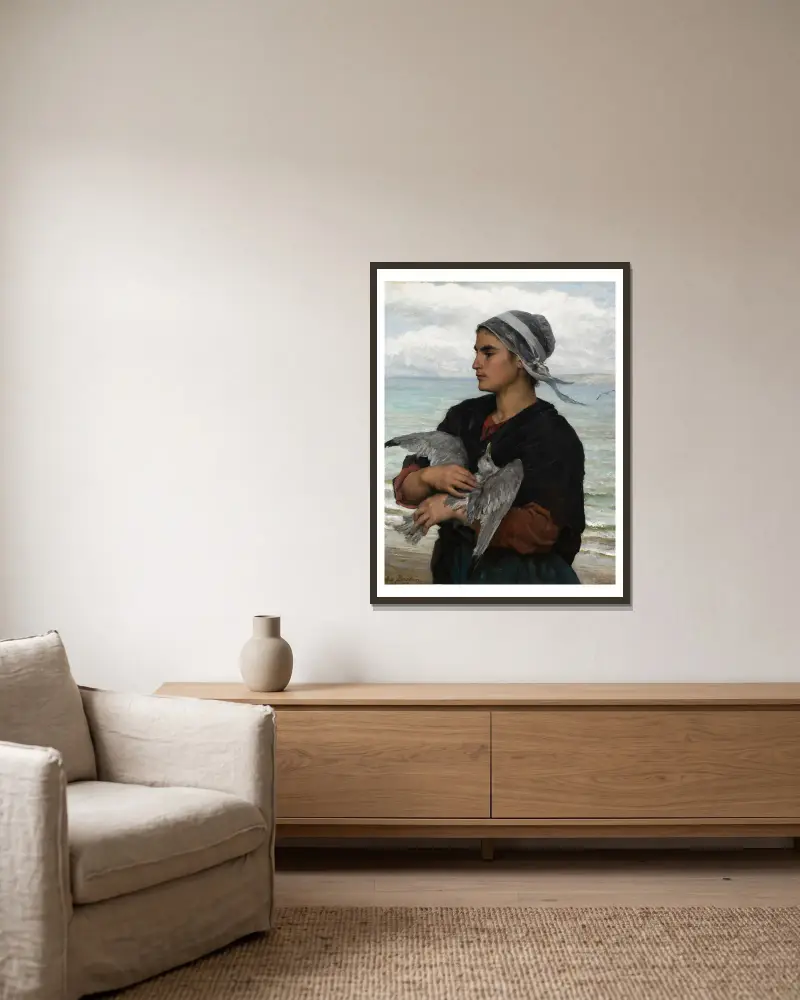 Zraniona mewa, Jules Breton w ramie na ścianie