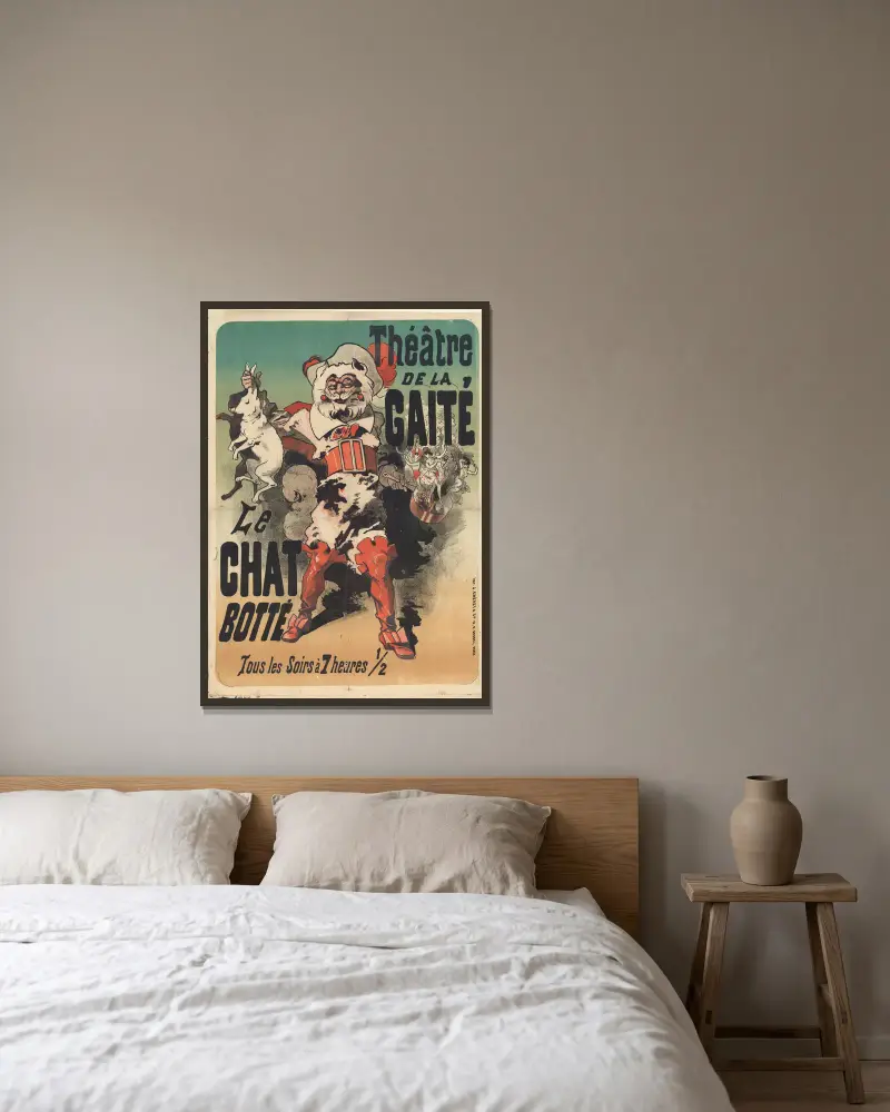 Théâtre de la Gaité. Le Chat botté av Jules Chéret inramad på en vägg