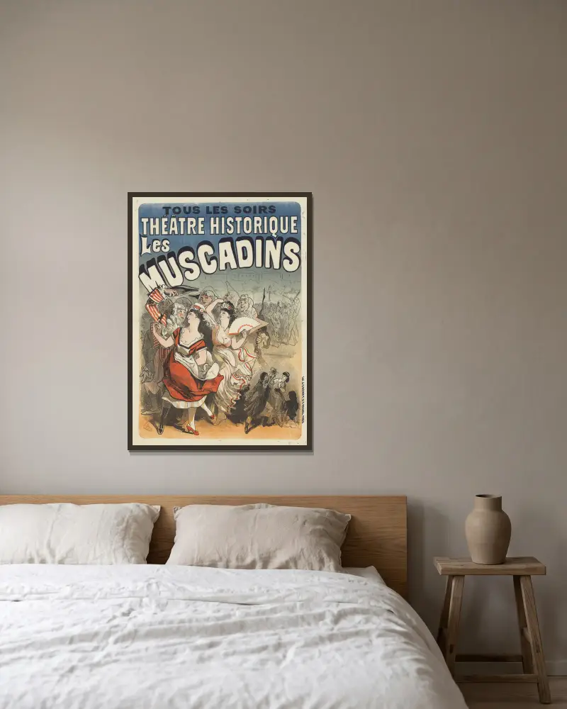 Théâtre Historique. Les Muscadins von Jules Chéret gerahmt an einer Wand