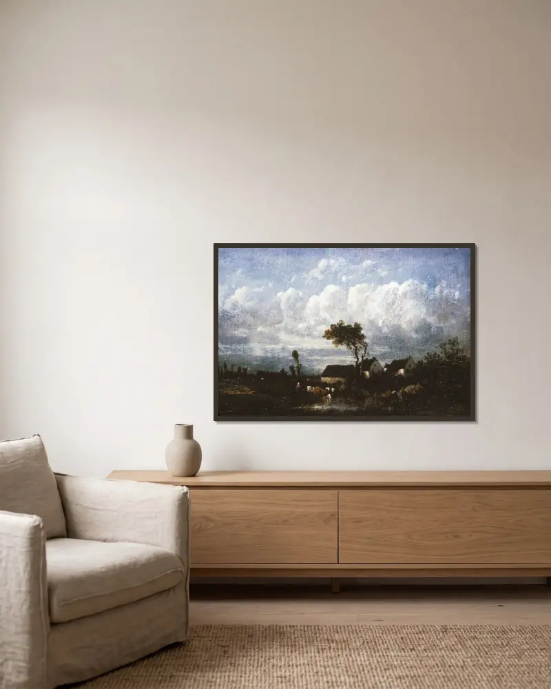 Landschaft von Jules Dupré gerahmt an einer Wand