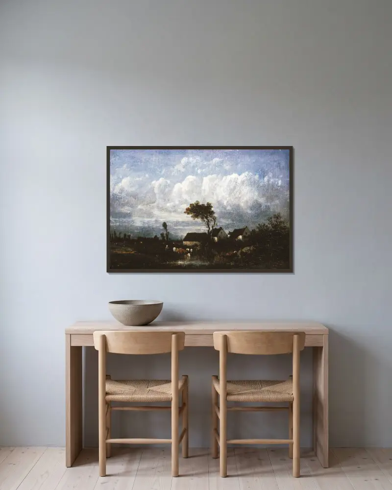 Landschaft von Jules Dupré gerahmt an einer Wand