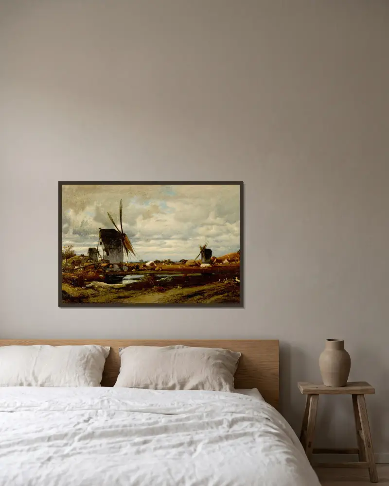 Les moulins à vent av Jules Dupré inramad på en vägg