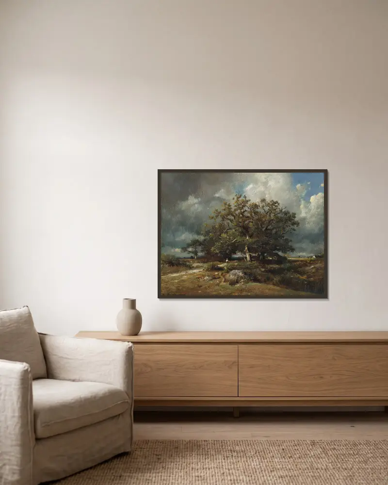 The Old Oak av Jules Dupré inramad på en vägg