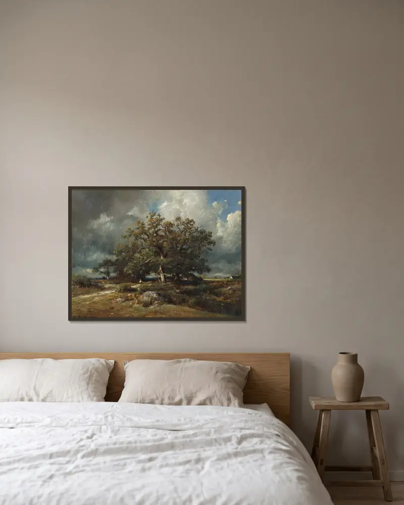 The Old Oak av Jules Dupré inramad på en vägg