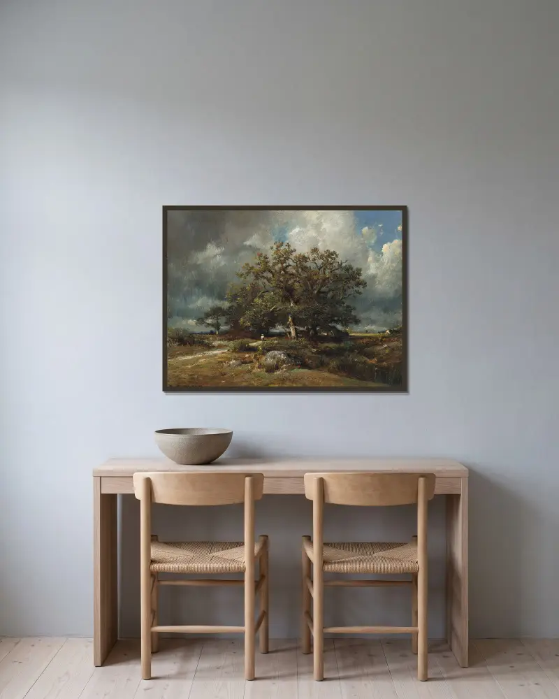 The Old Oak av Jules Dupré inramad på en vägg