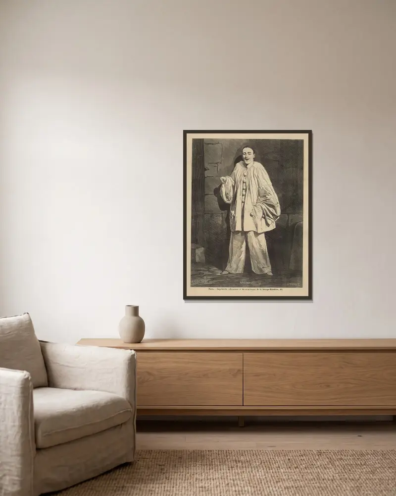 Jean-Charles Deburau von Jules Gaildrau gerahmt an einer Wand