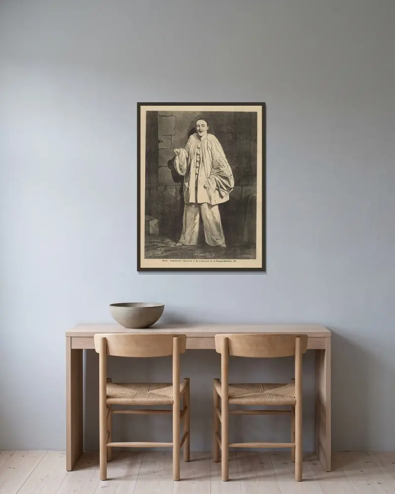 Jean-Charles Deburau von Jules Gaildrau gerahmt an einer Wand