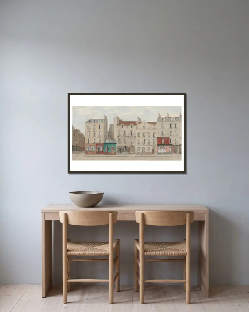 Rue de l'Hôtel Colbert nr 14–24, 5:e arrondissementet av Jules Gaildrau inramad på en vägg