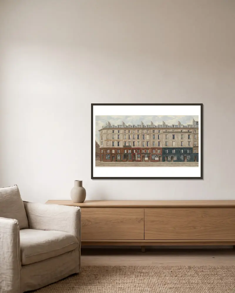 Rue des Deux-Ecus Nr. 36 bis 48 (heutige Rue Berger), 1. Arrondissement von Jules Gaildrau gerahmt an einer Wand