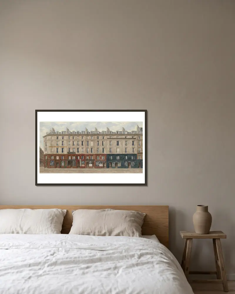 Rue des Deux-Ecus Nr. 36 bis 48 (heutige Rue Berger), 1. Arrondissement von Jules Gaildrau gerahmt an einer Wand