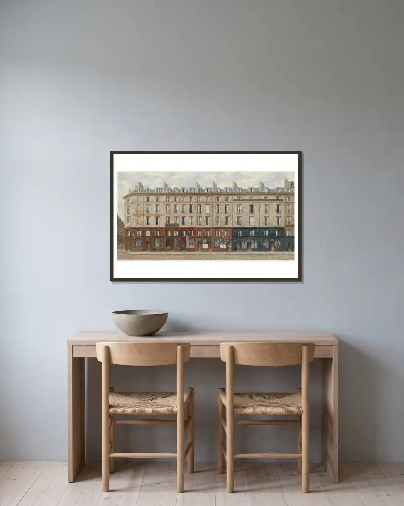 Rue des Deux-Ecus Nr. 36 bis 48 (heutige Rue Berger), 1. Arrondissement von Jules Gaildrau gerahmt an einer Wand