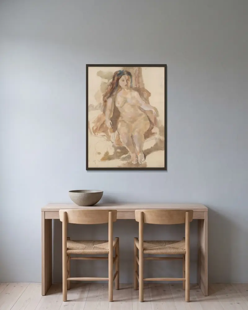Eliane av Jules Pascin inramad på en vägg