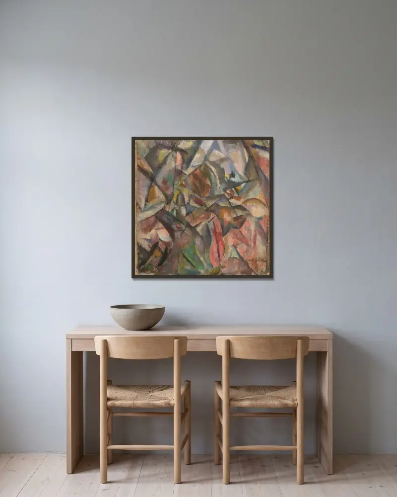 Étude cubiste av Jules Pascin inramad på en vägg